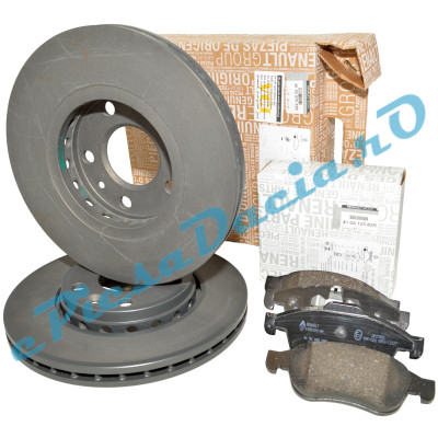 Pachet Placute si Discuri Frana DUSTER 2, DUSTER 1, MEGANE 3, Original Renault 402069741R + 410A13730R (referinta inlocuita 410A12582R)
