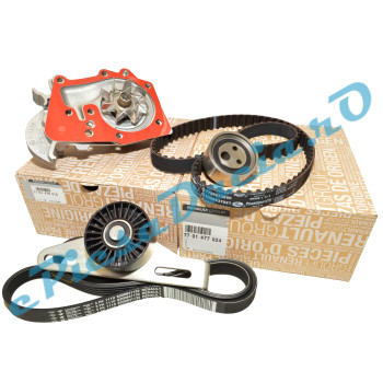 Kit Distributie, Pompa Apa Si Kit Accesorii 1.4MPI-1.6MPI, LOGAN 1, CLIO 1-2, Originale Renault 7701477024 + 7701478018 + 7701477522