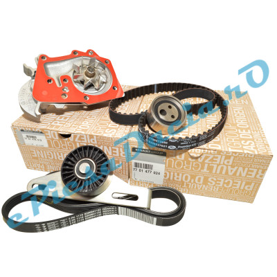 Kit Distributie, Pompa Apa Si Kit Accesorii 1.4MPI-1.6MPI, LOGAN 1, CLIO 1-2, Originale Renault 7701477024 + 7701478018 + 7701477522