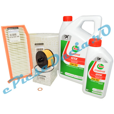 Pachet Revizie DUSTER 2 1.3TCe, DOKKER 1.3TCE,  Filtre Originale Renault Si Ulei CASTROL 5w30 RN17
