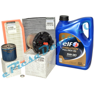 Pachet Revizie DOKKER, LODGY, 1.5dCi EURO 6-5, Filtre Renault si Ulei ELF DPF (Fara ADBLUE) Carbon Activ