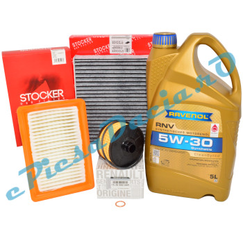 KIT Revizie LOGAN 3, SANDERO 3, JOGGER, 1.0TCe, RAVENOL 5w30 RN17 Si Filtre RENAULT Si STOCKER Carbon Activ
