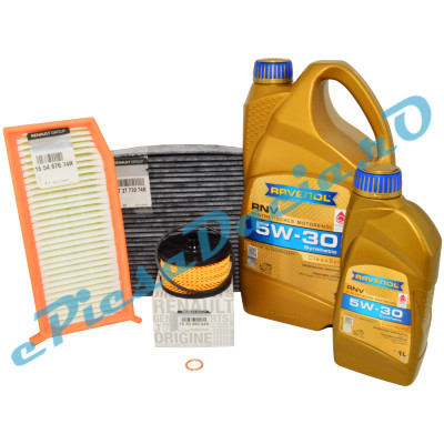 Pachet Revizie DUSTER 2 1.3TCe, DOKKER 1.3TCe, Cu RAVENOL RN17 5w30 Si Filtre Originale Renault C.A.