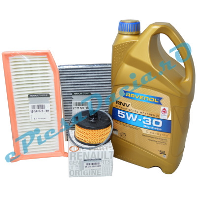 Pachet Revizie 0.9 TCe & 1.0 TCe, LOGAN 2, SANDERO 2, RAVENOL RNV 5W30 RN17 + Filtre Renault