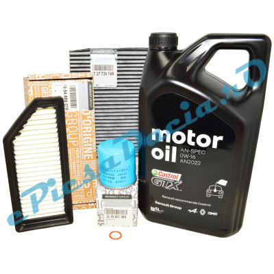 Pachet Revizie Duster 3 HYBRID 140 1.6 SCe cu Ulei 0W16 Renault AN2022 si Filtre Originale Renault