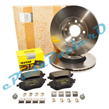 Pachet Plăcuțe TEXTAR + Discuri Frână Renault LOGAN 3, SANDERO 3, JOGGER, 2618801 + 402060405R