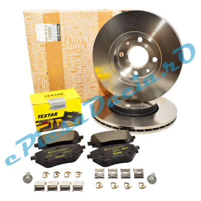 Pachet Plăcuțe TEXTAR + Discuri Frână Renault LOGAN 3, SANDERO 3, JOGGER, 2618801 + 402060405R