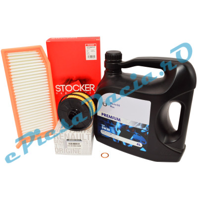 Pachet Revizie 0.9 TCe / 1.0 TCe Logan 2, Sandero 2, Dacia Oil 5W30 + Filtre Renault și Stocker