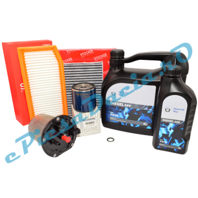 Pachet Revizie Complet 1.5 dCi Euro 5 / Euro 6 Logan 2, Sandero 2, Duster 2, Dokker, Lodgy – Dacia Oil 5W30 DPF + Renault & STOCKER